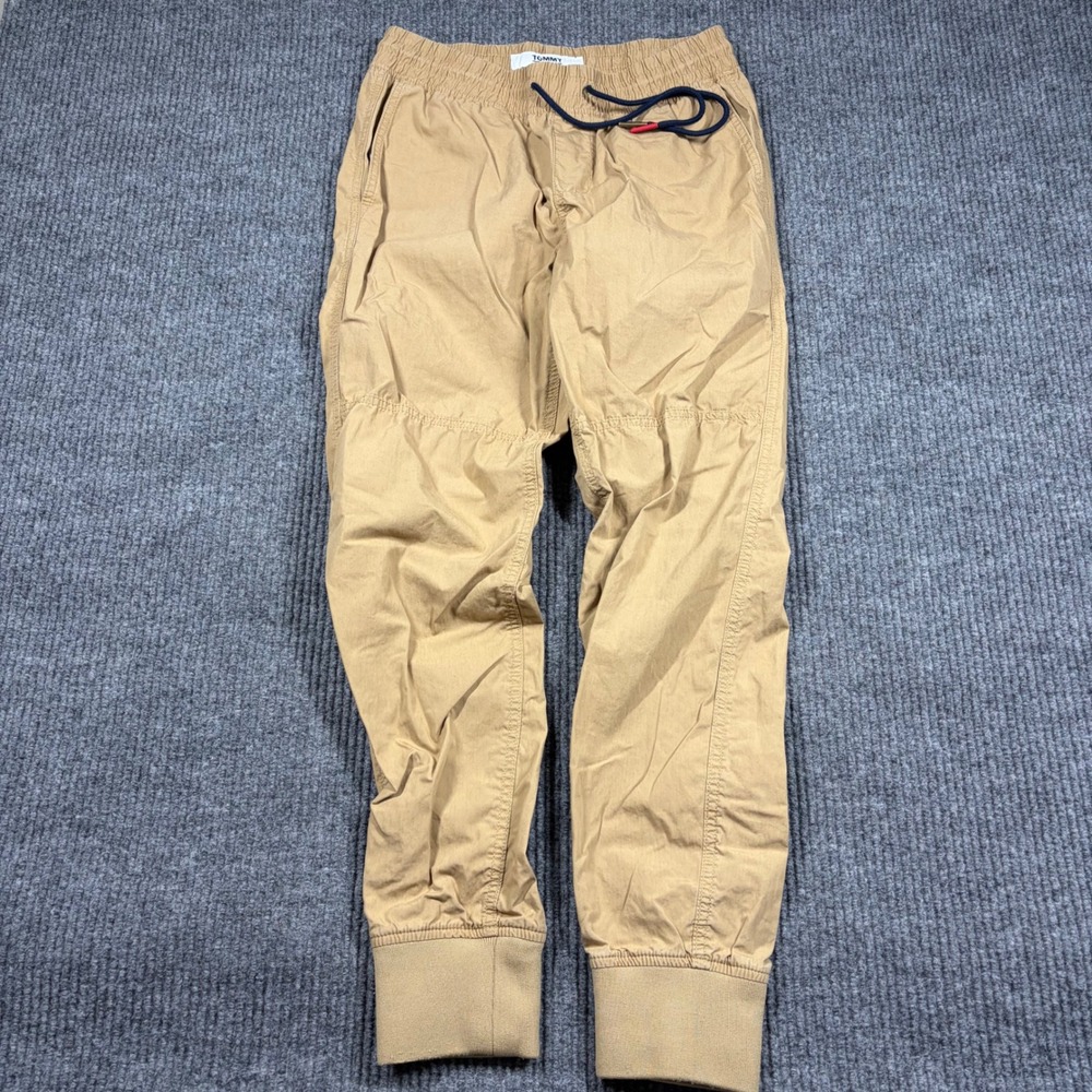 Tommy Jeans Joggers Mens XS Khaki Tan  Pants Elastic Drawstring Waist Cotton